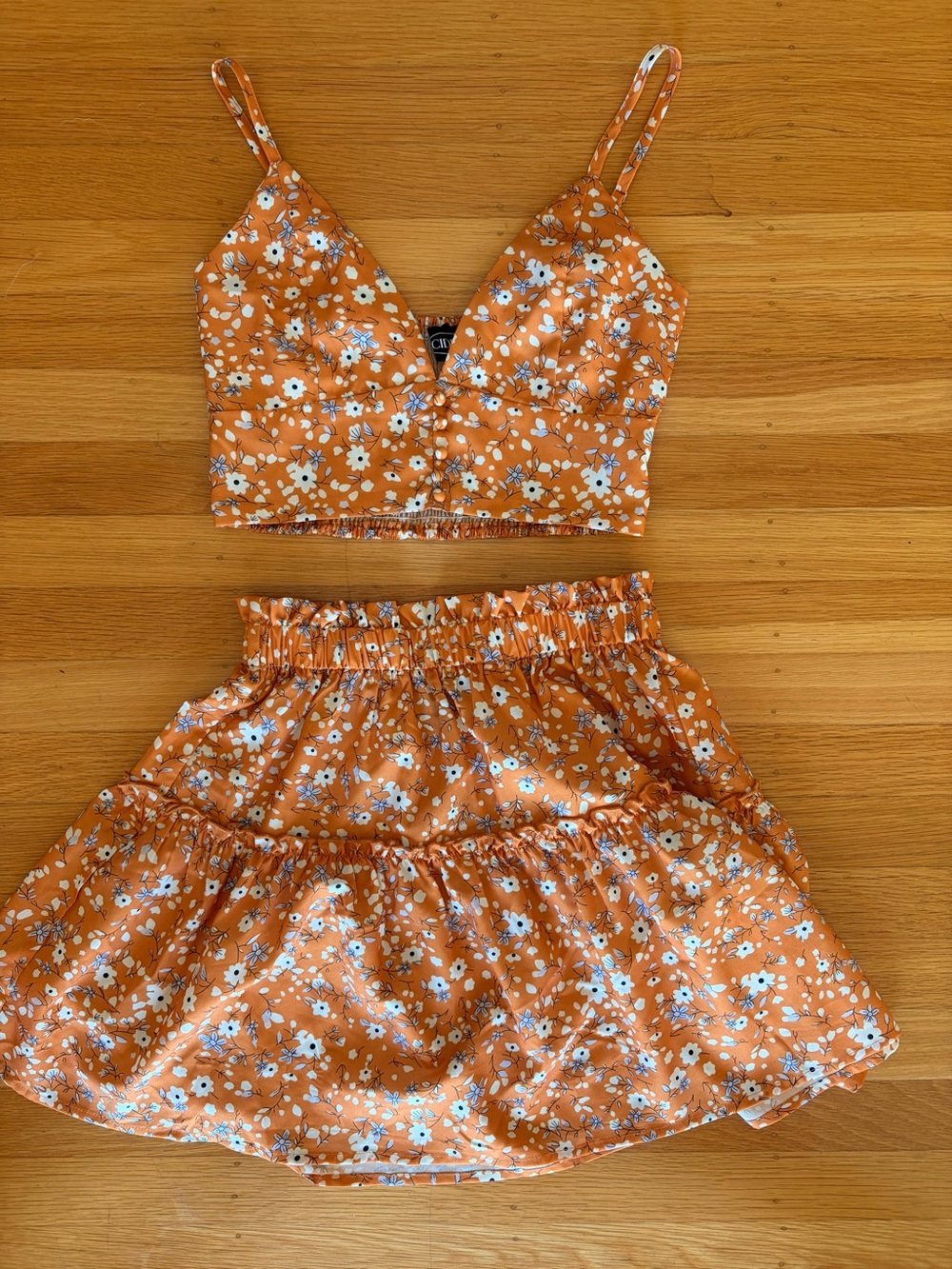 Orange Floral Matching Set